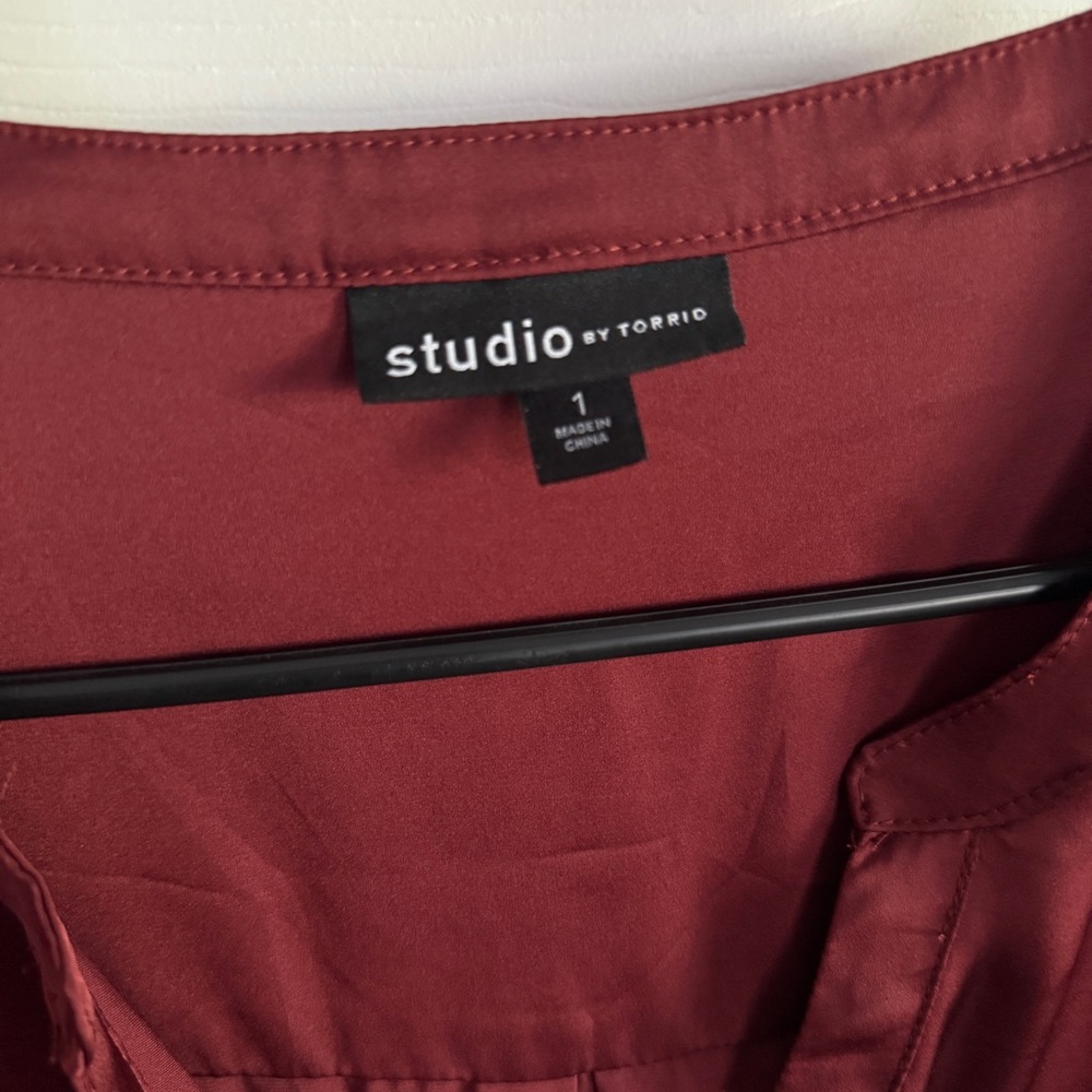 Studio by Torrid Burgundy Shirt Dress – Size 1 (Fits Like XL/14–16) - Picture 8 of 9